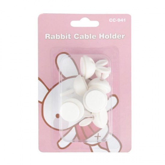 6PCS Cute Rabbit Ears Cable Drop Clips Desk Tidy Organiser Wire Cord USB Charger Holder