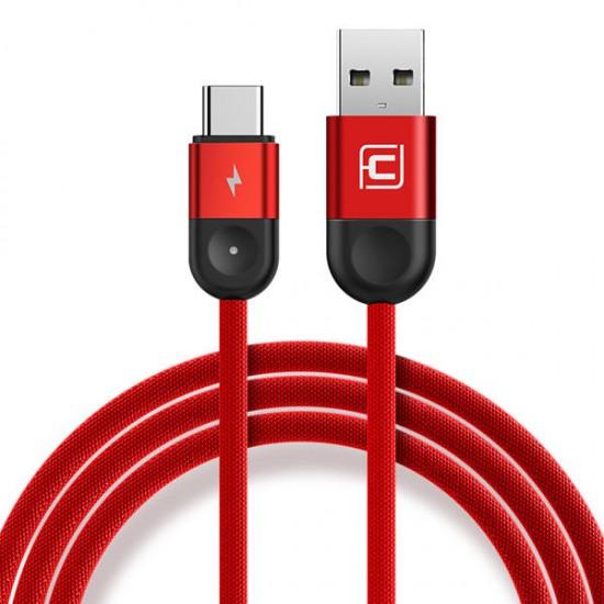 Cafele 2.4A Nylon Braided Type C Fast Charing Data Cable With LED Light 1.2M For Smart Phone Tablet Cafele 2.4A Nylon Braided Type C Fast Charing Data Cable With LED Light 1.2M For Smart Phone Tablet