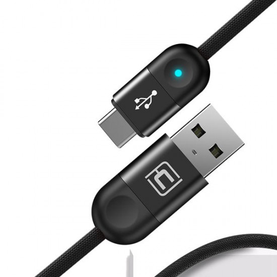 Cafele 2.4A Nylon Braided Type C Fast Charing Data Cable With LED Light 1.2M For Smart Phone Tablet Cafele 2.4A Nylon Braided Type C Fast Charing Data Cable With LED Light 1.2M For Smart Phone Tablet