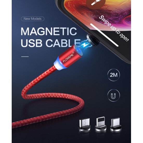 FLOVEME Micro USB LED Magnetic Braided Fast Charging Data Cable 2m For Redmi Note 5 Note 6 Pro S7 FLOVEME Micro USB LED Magnetic Braided Fast Charging Data Cable 2m For Redmi Note 5 Note 6 Pro S7