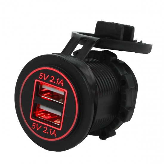 12V-24V Dual 2.1A+2.1A USB Car Cigarette Lighter Socket Power Adapter Car Charger