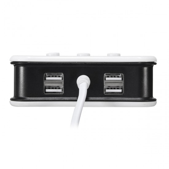 4 USB 3 Way Triple Car Charger Socket Splitter LED Light Voltmeter Temperature