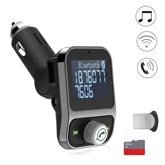 4 in 1 Car Kit Hands Free Bluetooth MP2 FM Transimittervs 5V 3.1A with 1.44 inch Display