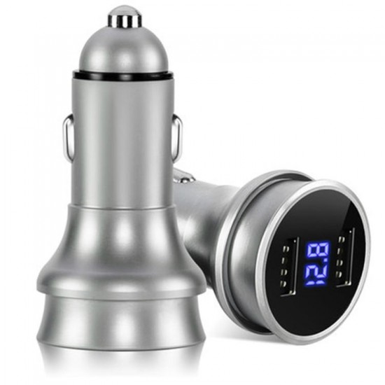 Aluminum 3.1A 2 USB Ports Digital LED Display Car Charger for Samsung Huawei iPhone iPad Aluminum 3.1A 2 USB Ports Digital LED Display Car Charger for Samsung Huawei iPhone iPad