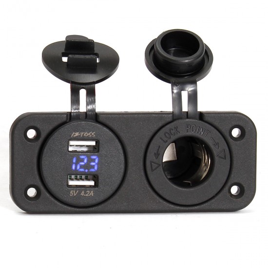 DC12-24V Cigarette Lighter Socket+2 Dual USB Ports+LED Digital Display Voltmeter For iphoneX Samsung DC12-24V Cigarette Lighter Socket+2 Dual USB Ports+LED Digital Display Voltmeter For iphoneX Samsung