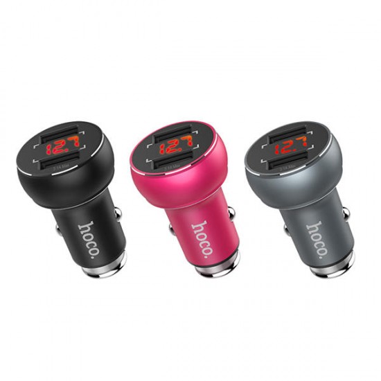 HOCO 3.1A Dual USB Ports Digital Display Fast Car Charger For Mobile Phone Camera Tablet Laptop HOCO 3.1A Dual USB Ports Digital Display Fast Car Charger For Mobile Phone Camera Tablet Laptop