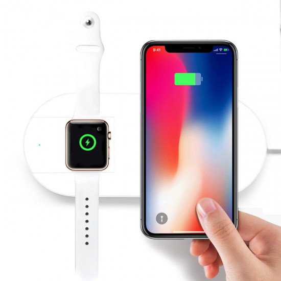 10W 2in1 Qi Wireless Charger Pad Charging Station For Apple Watch iPhone X 8/8Plus Samsung S9 S8