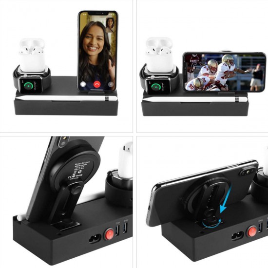 8 In 1 Qi Wireless Charger Fast Charging Phone Holder For iPhone/Samsung/Huawei/iPad/Apple Pencil/Apple Watch Series/Apple AirPods
