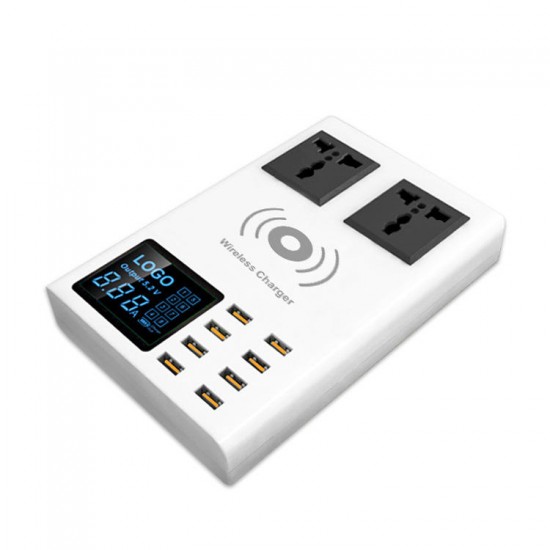 Bakeey Qi Wireless Charger Pad 8 Ports USB Smart Charger with Led Display EU Plug Power Charger Bakeey Qi Wireless Charger Pad 8 Ports USB Smart Charger with Led Display EU Plug Power Charger