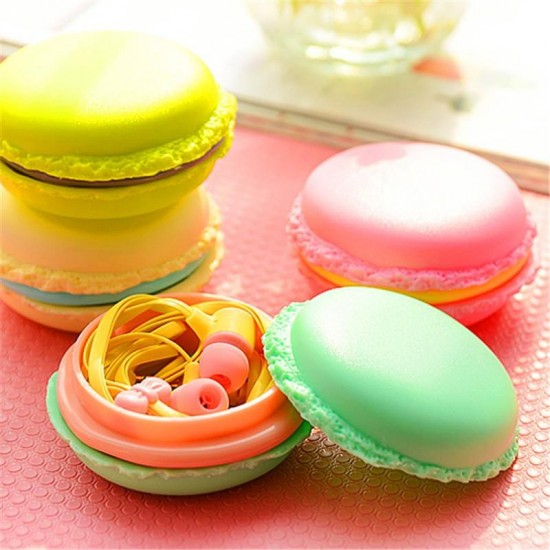 Portable Macaron Case Storage Box 3.5mm In-ear Earphone Headphone for iPhone X Samsung S7 S8 Xiaomi