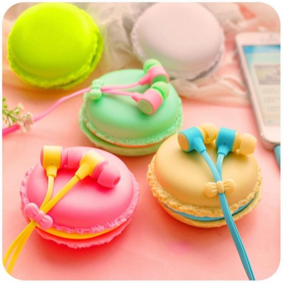 Portable Macaron Case Storage Box 3.5mm In-ear Earphone Headphone for iPhone X Samsung S7 S8 Xiaomi