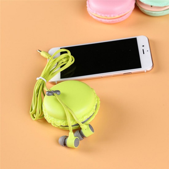Portable Macaron Case Storage Box 3.5mm In-ear Earphone Headphone for iPhone X Samsung S7 S8 Xiaomi
