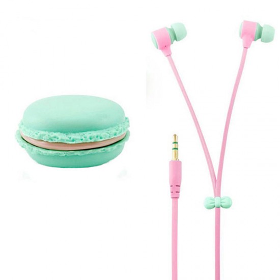 Portable Macaron Case Storage Box 3.5mm In-ear Earphone Headphone for iPhone X Samsung S7 S8 Xiaomi