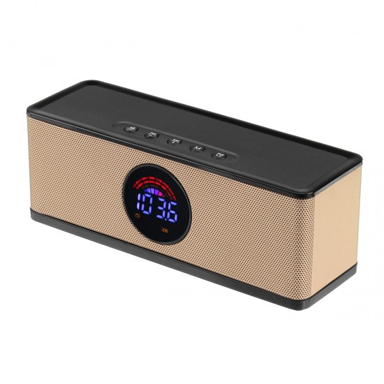 10W HiFi Wireless Bluetooth Speaker LED Display Dual Alarm Clock FM Radio TF Card Speaker with Mic