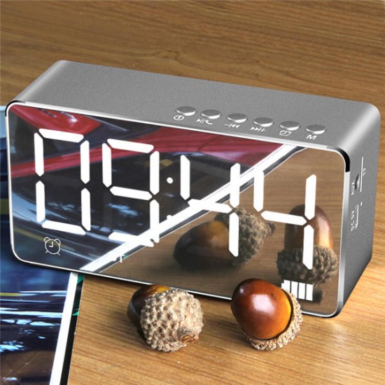 Bakeey™ Q9 2000mAh LED Display Alarm Clock TF Card AUX FM Radio Bluetooth Speaker With Mic Bakeey™ Q9 2000mAh LED Display Alarm Clock TF Card AUX FM Radio Bluetooth Speaker With Mic