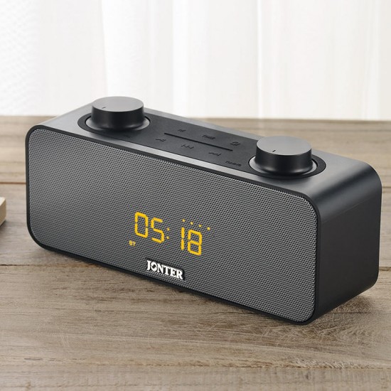 JONTER M39 Alarm Clock LED Displayv Stereo Bluetooth Speaker With Mic FM Radio AUX TF Card JONTER M39 Alarm Clock LED Displayv Stereo Bluetooth Speaker With Mic FM Radio AUX TF Card