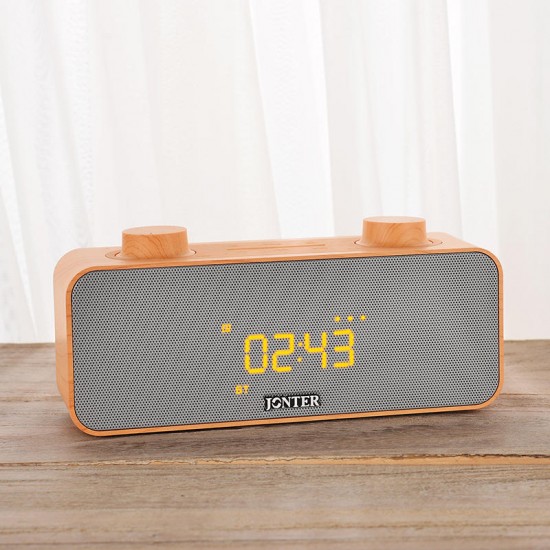 JONTER M39 Alarm Clock LED Displayv Stereo Bluetooth Speaker With Mic FM Radio AUX TF Card JONTER M39 Alarm Clock LED Displayv Stereo Bluetooth Speaker With Mic FM Radio AUX TF Card