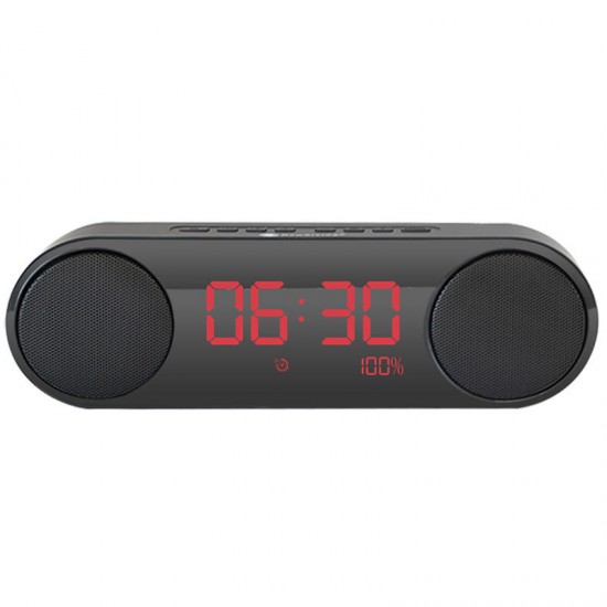 LED Display Alarm Clock Dual Driver Unit FM Radio Aux TF Card Heavy Bass Bluetooth Speaker With Mic LED Display Alarm Clock Dual Driver Unit FM Radio Aux TF Card Heavy Bass Bluetooth Speaker With Mic