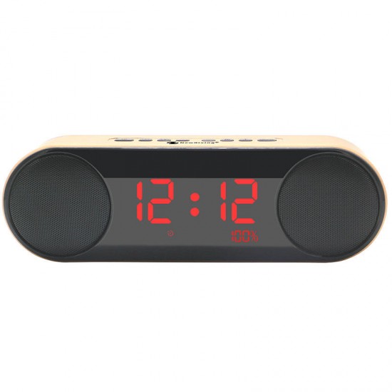 LED Display Alarm Clock Dual Driver Unit FM Radio Aux TF Card Heavy Bass Bluetooth Speaker With Mic LED Display Alarm Clock Dual Driver Unit FM Radio Aux TF Card Heavy Bass Bluetooth Speaker With Mic