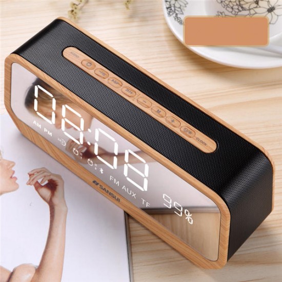 Sansui T26 Mirror LED Display Alarm Clock TF Card AUX FM Radio Bluetooth Speaker With Mic Sansui T26 Mirror LED Display Alarm Clock TF Card AUX FM Radio Bluetooth Speaker With Mic