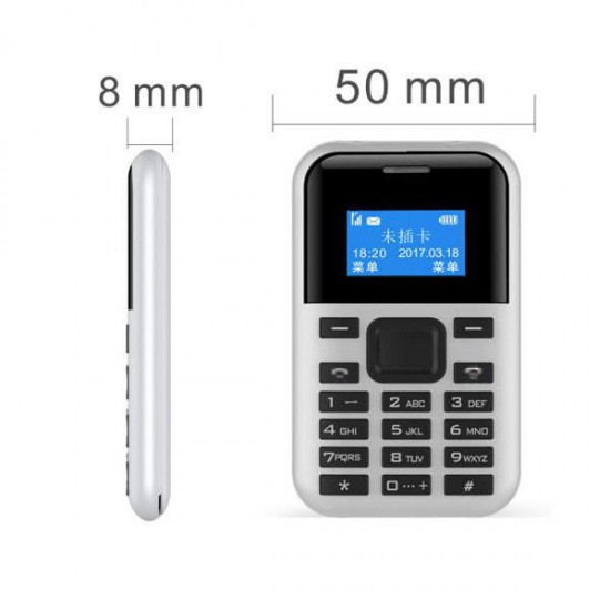 AEKU C8 0.96-inch 500mAh MP3 GPRS Low Radiation One Key Fast Dial Long Standby Mini Card Phone