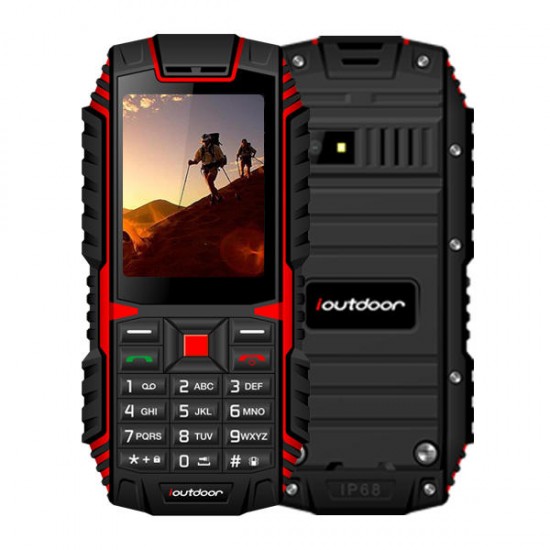 ioutdoor T1 IP68 Waterproof Level 2.4 Inch 2100mAh 2MP 128MB Flashlight FM Dual SIM Feature Phone