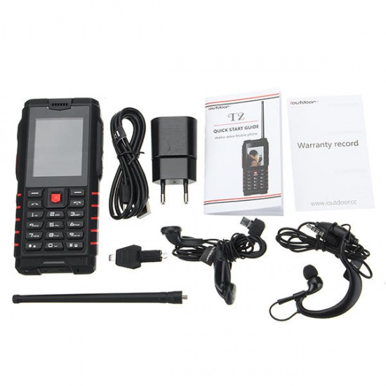 ioutdoor T2 IP68 Waterproof 2.4'' 4500mAh UHF Walkie Talkie Bluetooth Dual SIM Card Feature Phone
