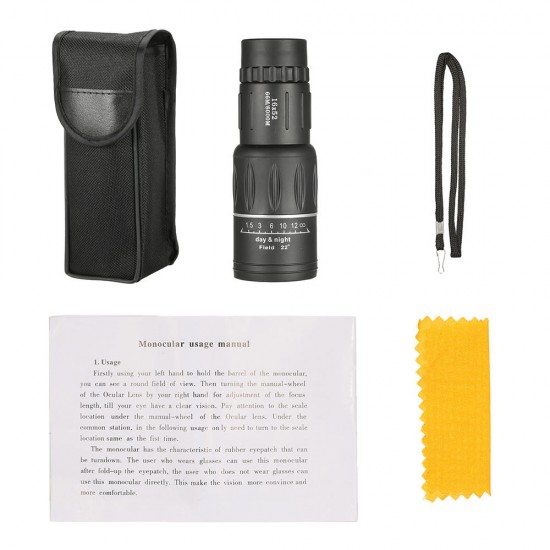 16X52 High-Definition Wide Angle Light Night Vision All-Optical Focus Monocular Telescope