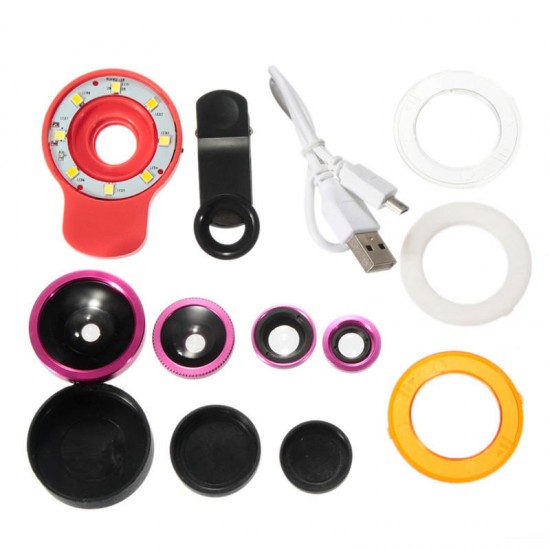 9 in 1 Clip-on Phone Selfie Speedlite 8 LED Flashlight Lamp Wide Angle Fish Eyes Lens Fill Lights 9 in 1 Clip-on Phone Selfie Speedlite 8 LED Flashlight Lamp Wide Angle Fish Eyes Lens Fill Lights