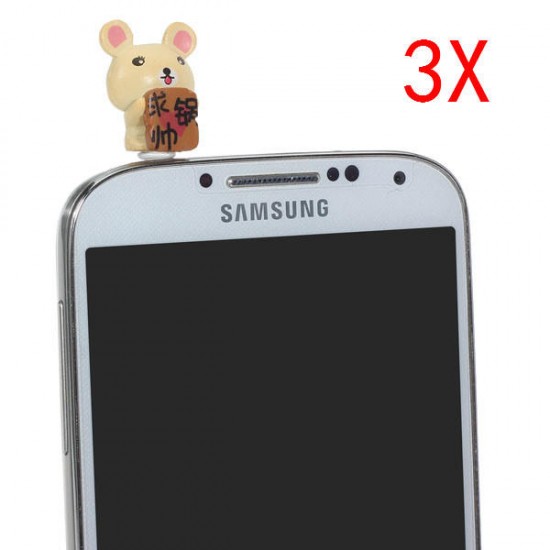 3X3.5mm Bear Dustproof Plug For Mobile Phone MP3 MP4