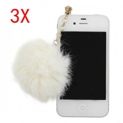 3X3.5mm Fur Ball Hangings Pendant Dustproof Plug For Mobile Phone