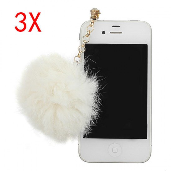 3X3.5mm Fur Ball Hangings Pendant Dustproof Plug For Mobile Phone