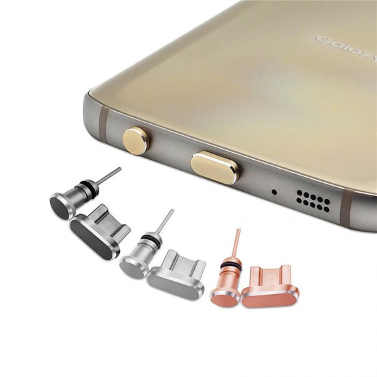 Aluminum Android Dust Plug Set Micro USB Port + Earphone Jack Plugs Sim Card Needle For Smartphone