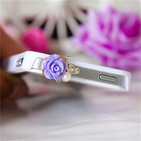 Earphone Port Metal Dust Plug 3.5mm Dustproof Resin Flower For Mobile Phone iPhone 6 Xiaomi