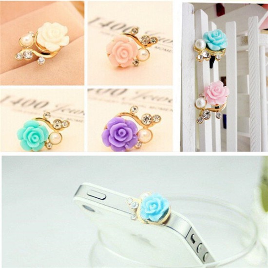 Earphone Port Metal Dust Plug 3.5mm Dustproof Resin Flower For Mobile Phone iPhone 6 Xiaomi