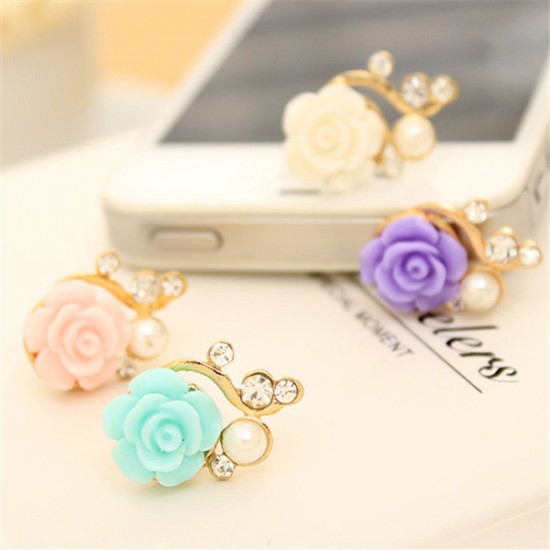 Earphone Port Metal Dust Plug 3.5mm Dustproof Resin Flower For Mobile Phone iPhone 6 Xiaomi