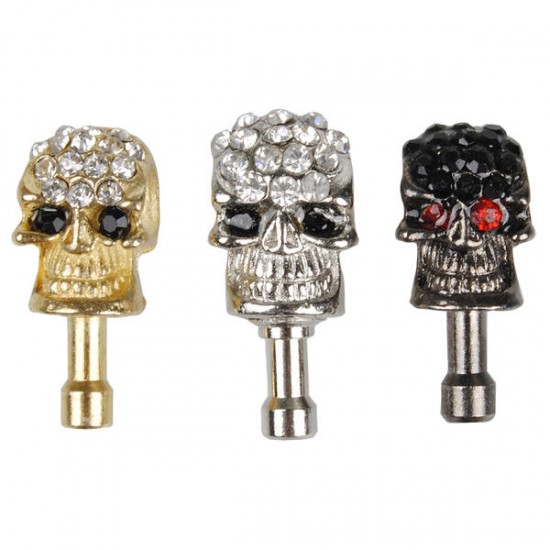 Halloween 3.5mm Diamond Skull Dust Plug Earphone Plug For Cell Phone