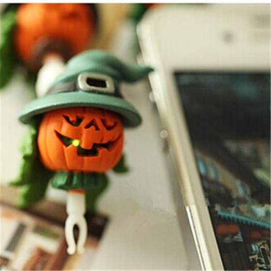 Halloween Pumpkin Flashlight Dustproof Plug for Mobile Phone