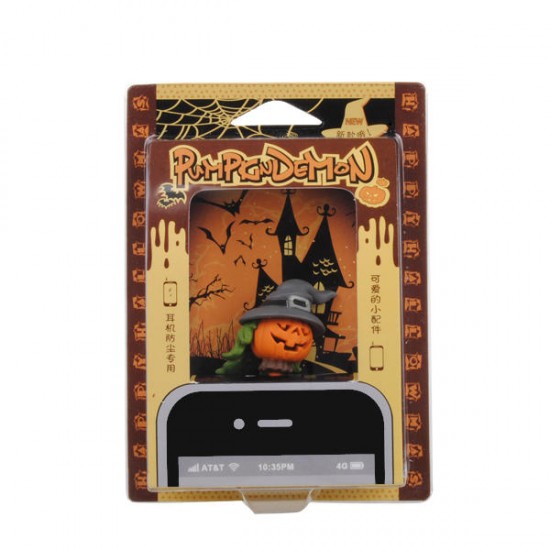 Halloween Pumpkin Flashlight Dustproof Plug for Mobile Phone