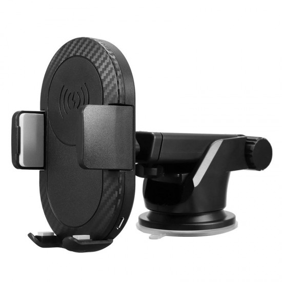 10W Fast Qi Wireless Charge Adjustable Windshield Dashboard Holder Car Mount for Mobile Phone