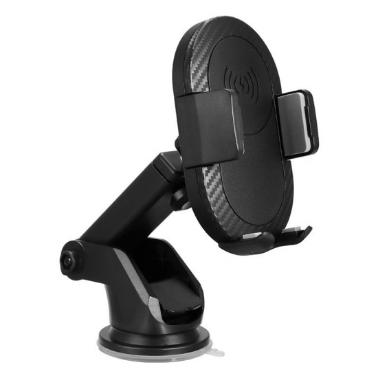 10W Fast Qi Wireless Charge Adjustable Windshield Dashboard Holder Car Mount for Mobile Phone