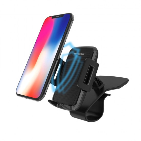 10W Qi Wireless Fast Charge 360 Degree Rotation Car Dashboard Phone Holder for iPhone 8 X Xs S8 S9