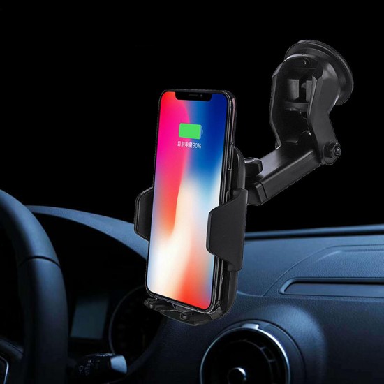 10W Qi Wireless Fast Charge Infrared Sensor Auto Lock Car Air Vent Holder Dashabord Mount for Mobile Phone