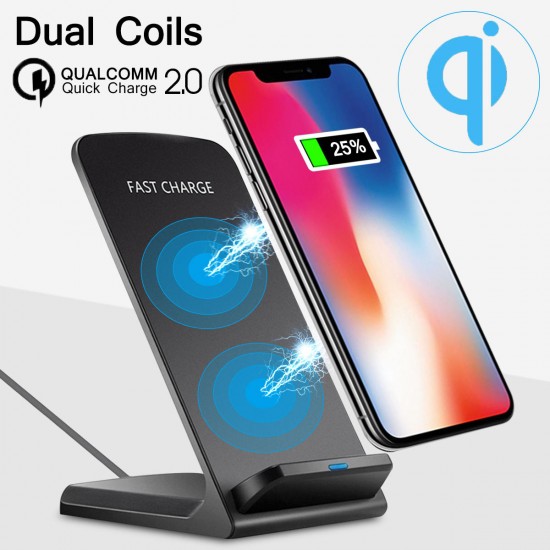 10W Dual Coils Qi Wireless Charger Fast Charging Phone Holder For Qi-enabled Devices iPhone Samsung Huawei Xiaomi