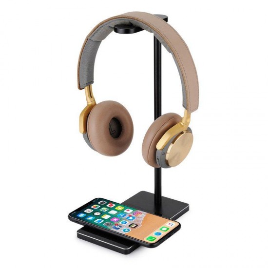 10W Oi Wireless Fast Charge Anti-slip Game Headphone Holder Headset Stand for iPhone X Mobile Phone