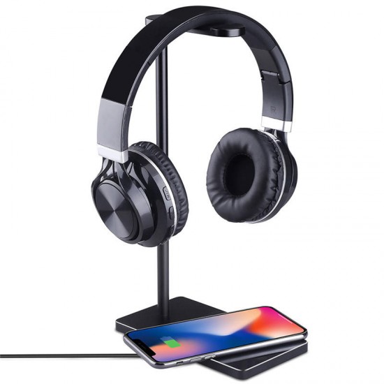 10W Oi Wireless Fast Charge Anti-slip Game Headphone Holder Headset Stand for iPhone X Mobile Phone