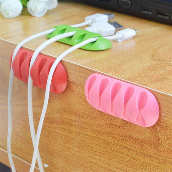 Bakeey 5 Slots Sticky Silicone Desktop Earphone USB Organizer Cable Management Holders