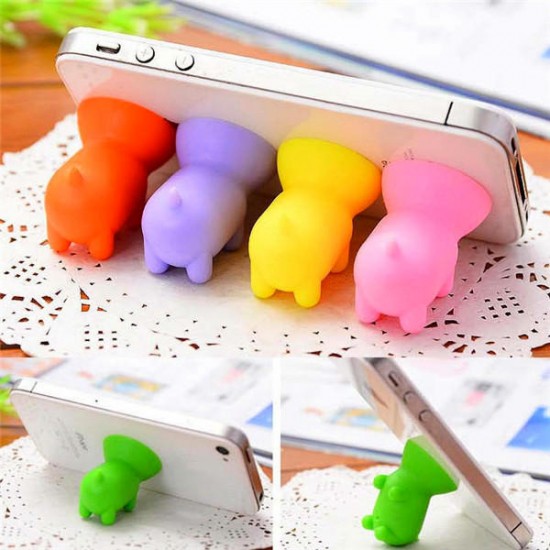 Mini Silicone Cute Pig Shape Sucker Phone Stand Mobile Phone Rubber Holder for Phone Tablet