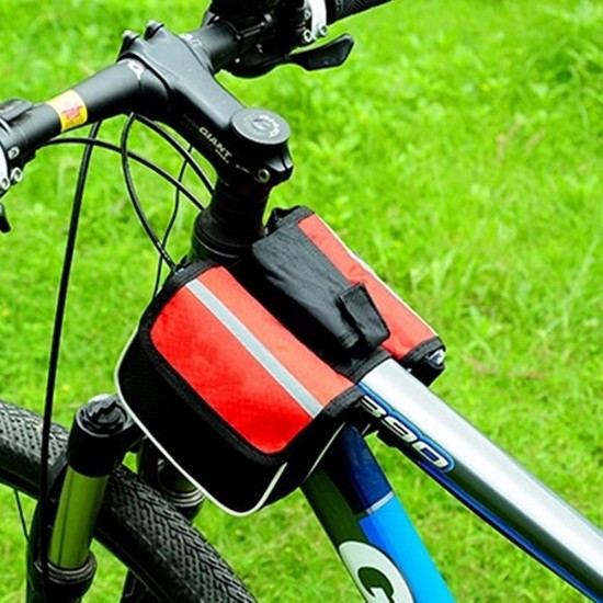 Bicycle Bike Front Frame Tube Mobile Phone Pannier Saddle Bag Case Holder Pouch