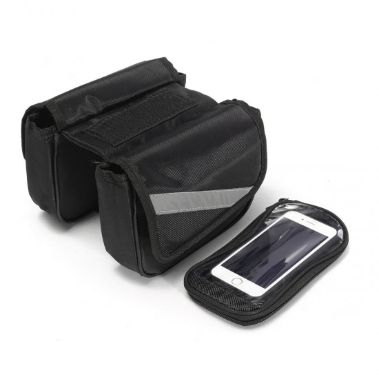 Bicycle Front Frame Tube Touch Screen Saddle Bag Pouch Holder For Under 5.7 Inch Mobile Phone